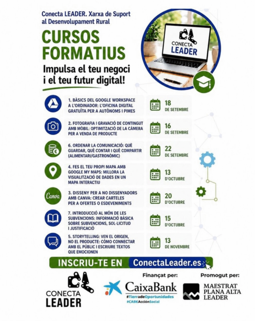 Conecta LEADER ofereix un nou cicle de formacions gratuïtes per a empreses i persones emprenedores